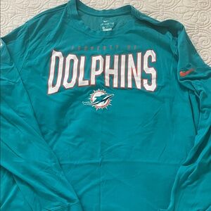Nike Teal Dolphins Long Sleeve Shirt with Orange Accents